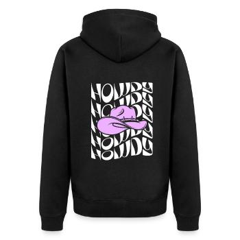 Western Country Texas Cowboyhut - Unisex Premium Bio Zip Hoodie - Schwarz - Hinten - Nico (187cm)