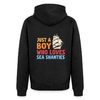 Seemann Meme Piratenschiff Ozean Segeln - Unisex Premium Bio Zip Hoodie - Schwarz - Hinten - Nico (187cm)