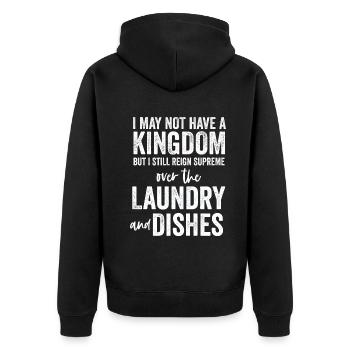 Herrschaft über Wäsche und Geschirr Hausfrau - Unisex Premium Bio Zip Hoodie - Schwarz - Hinten - Nico (187cm)
