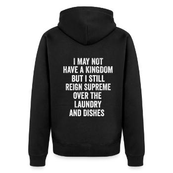 Herrschaft über Wäsche und Geschirr Hausfrau - Unisex Premium Bio Zip Hoodie - Schwarz - Hinten - Nico (187cm)