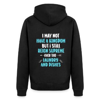 Herrschaft über Wäsche und Geschirr Hausfrau - Unisex Premium Bio Zip Hoodie - Schwarz - Hinten - Nico (187cm)
