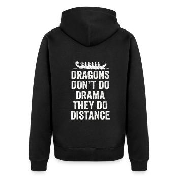 Drachen machen kein Drama, sie machen Distanz - Unisex Premium Bio Zip Hoodie - Schwarz - Hinten - Nico (187cm)