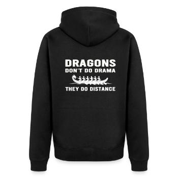 Drachen machen kein Drama, sie machen Distanz - Unisex Premium Bio Zip Hoodie - Schwarz - Hinten - Nico (187cm)