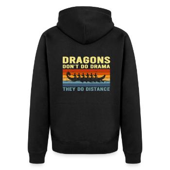 Drachen machen kein Drama, sie machen Distanz - Unisex Premium Bio Zip Hoodie - Schwarz - Hinten - Nico (187cm)