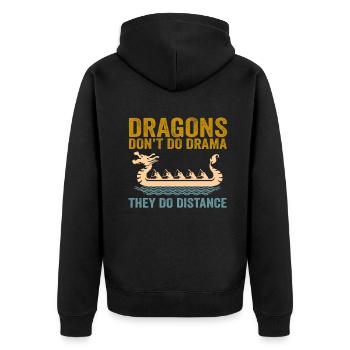 Drachen machen kein Drama, sie machen Distanz - Unisex Premium Bio Zip Hoodie - Schwarz - Hinten - Nico (187cm)