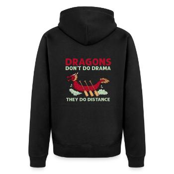 Drachen machen kein Drama, sie machen Distanz - Unisex Premium Bio Zip Hoodie - Schwarz - Hinten - Nico (187cm)