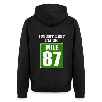 Je ne suis pas perdu, je suis sur le marathon du mile 87 - Veste à capuche bio Premium Unisexe - noir - Dos - Nico (187cm)