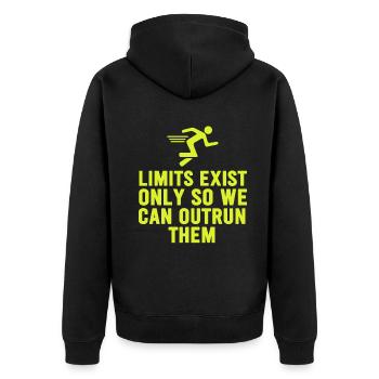 Limits Exist Only So We Can Outrun Them - Unisex Premium Organic Zip Hoodie - black - Back - Nico (187cm)