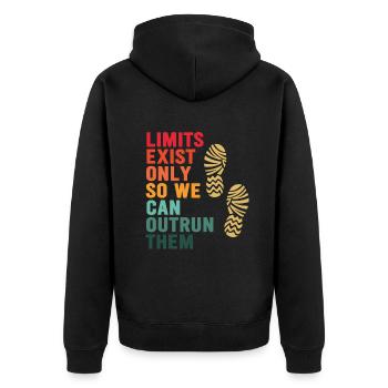 Limits Exist Only So We Can Outrun Them - Unisex Premium Organic Zip Hoodie - black - Back - Nico (187cm)