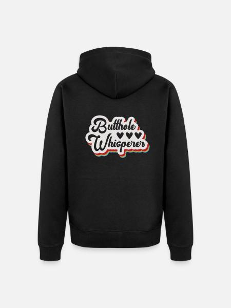 Butthole Whisperer - Unisex Premium Organic Zip Hoodie - black