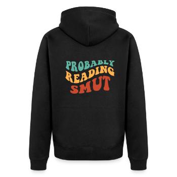 Wahrscheinlich lesen Schmutz Vintage-Bücher Schmutz - Unisex Premium Bio Zip Hoodie - Schwarz - Hinten - Nico (187cm)