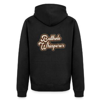 Butthole Whisperer - Unisex Premium Organic Zip Hoodie - black - Back - Nico (187cm)