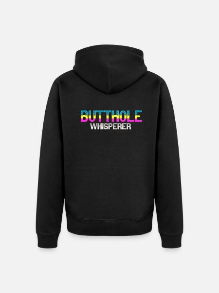 Butthole Whisperer - Unisex Premium Organic Zip Hoodie - black