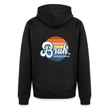 Retro Bruh früher als Schwiegersohn bekannt - Unisex Premium Bio Zip Hoodie - Schwarz - Hinten - Nico (187cm)