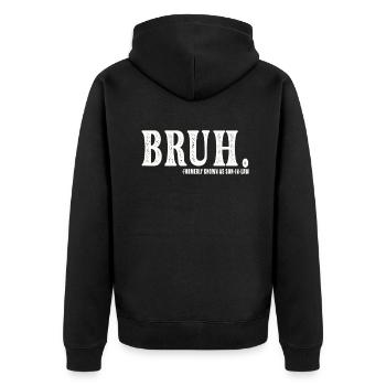 Retro Bruh früher als Schwiegersohn bekannt - Unisex Premium Bio Zip Hoodie - Schwarz - Hinten - Nico (187cm)