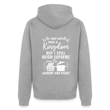 Herrschaft über Wäsche und Geschirr Hausfrau - Unisex Premium Bio Zip Hoodie - Grau meliert - Hinten - Nico (187cm)