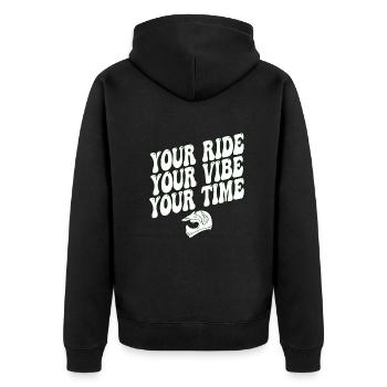 Your Ride Your Vibe Your Time Motocross - Unisex Premium Organic Zip Hoodie - black - Back - Nico (187cm)