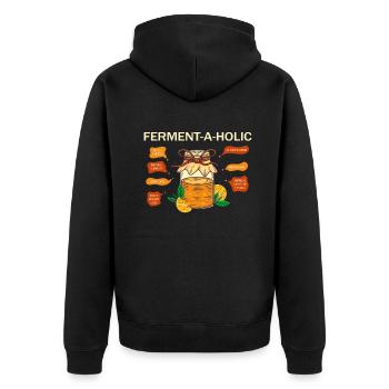 Vorteile von Ferment-A-Holic Kombucha Lover - Unisex Premium Bio Zip Hoodie - Schwarz - Hinten - Nico (187cm)