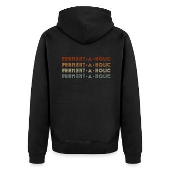 Fermentaholic Kombucha Liebhaber - Unisex Premium Bio Zip Hoodie - Schwarz - Hinten - Nico (187cm)