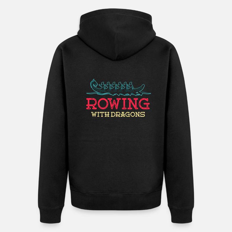 Rudern mit Drachen Drachenboot - Unisex Premium Bio Zip Hoodie - Schwarz