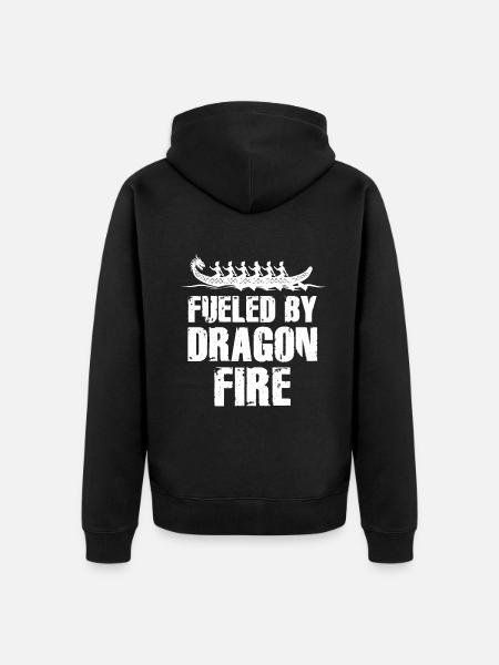 Angetrieben von Drachenfeuer-Drachenboot - Unisex Premium Bio Zip Hoodie - Schwarz