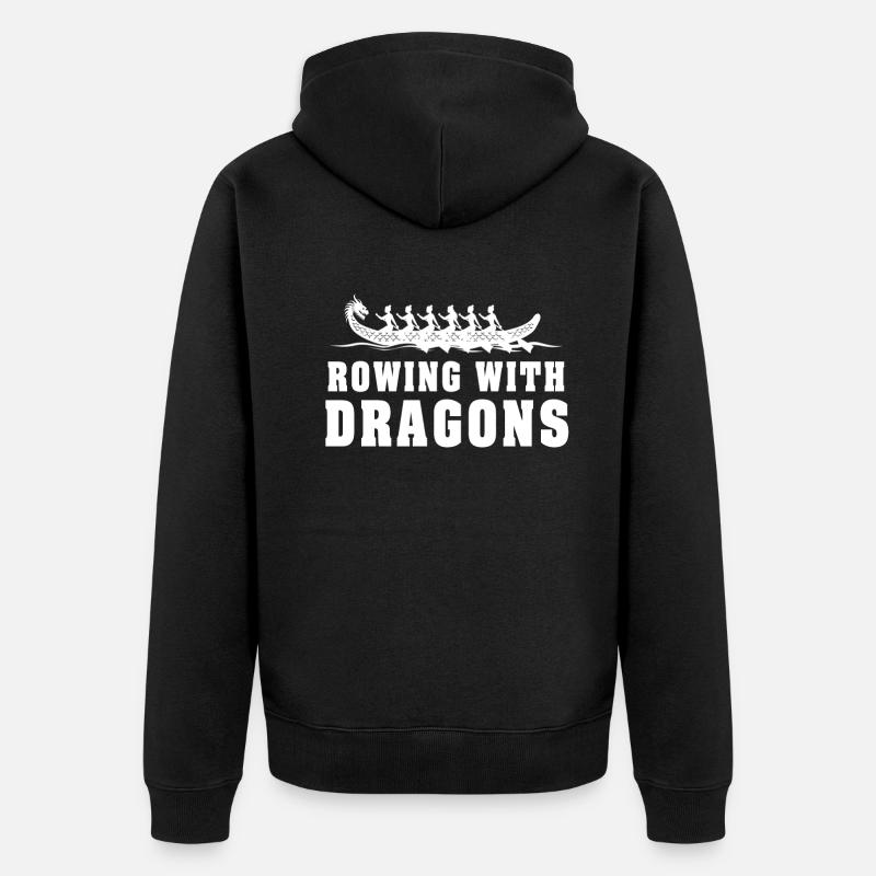 Rudern mit Drachen Drachenboot - Unisex Premium Bio Zip Hoodie - Schwarz