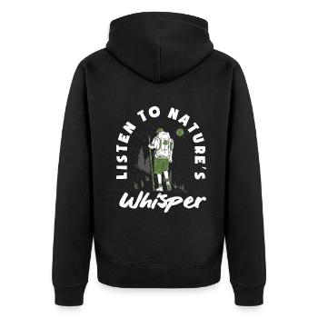 Listen to Natures Whisper Hiking - Unisex Premium Bio Zip Hoodie - Schwarz - Hinten - Nico (187cm)