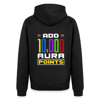 Add 10,000 Aura Points Trendy Viral - Unisex Premium Organic Zip Hoodie - black - Back - Nico (187cm)