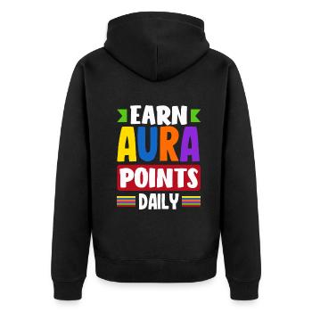 Earn Aura Points Daily Trendy Viral - Unisex Premium Organic Zip Hoodie - black - Back - Nico (187cm)