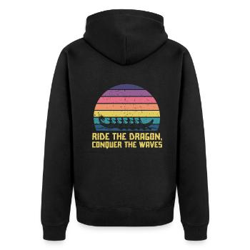 Reiten Sie auf dem Drachen, erobern Sie die Wellen - Unisex Premium Bio Zip Hoodie - Schwarz - Hinten - Nico (187cm)