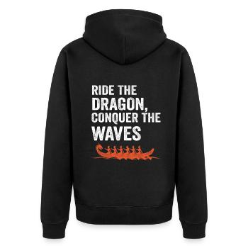 Ride The Dragon, Conquer The Waves - Unisex Premium Organic Zip Hoodie - black - Back - Nico (187cm)