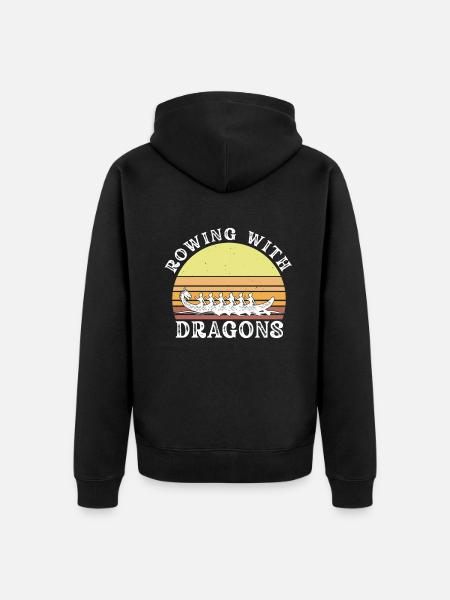 Rowing With Dragons Dragonboat - Unisex Premium Organic Zip Hoodie - black