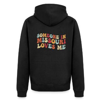Quelqu’un dans le Missouri m’aime - Veste à capuche bio Premium Unisexe - noir - Dos - Nico (187cm)