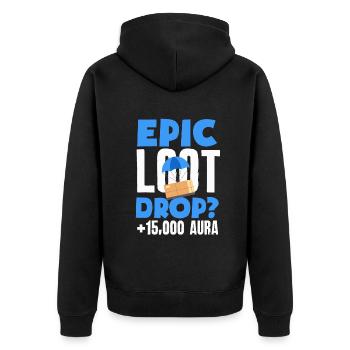 Epic Loot Drop? +15000 aura Gaming Gamer - Unisex Premium Organic Zip Hoodie - black - Back - Nico (187cm)