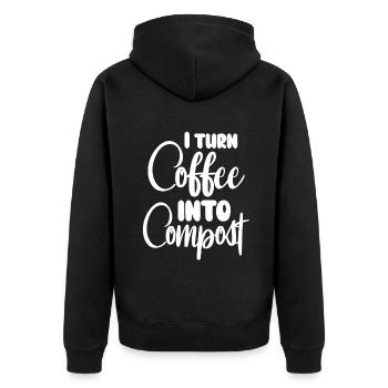 Ich verwandle Kaffee in Kompost Blue Planet - Unisex Premium Bio Zip Hoodie - Schwarz - Hinten - Nico (187cm)