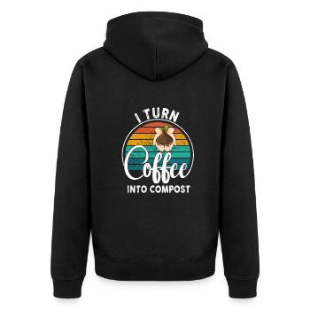 Ich verwandle Kaffee in Kompost Blue Planet - Unisex Premium Bio Zip Hoodie - Schwarz - Hinten - Nico (187cm)
