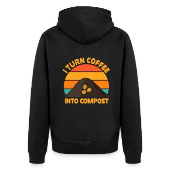 Ich verwandle Kaffee in Kompost Blue Planet - Unisex Premium Bio Zip Hoodie - Schwarz - Hinten - Nico (187cm)