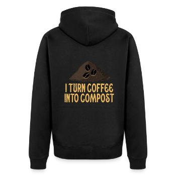 Ich verwandle Kaffee in Kompost Blue Planet - Unisex Premium Bio Zip Hoodie - Schwarz - Hinten - Nico (187cm)