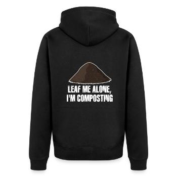 Feuille-moi seul je composte - Veste à capuche bio Premium Unisexe - noir - Dos - Nico (187cm)