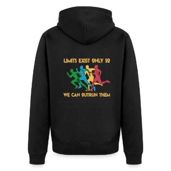 Limits Exist Only So We Can Outrun Them - Unisex Premium Organic Zip Hoodie - black - Back - Nico (187cm)