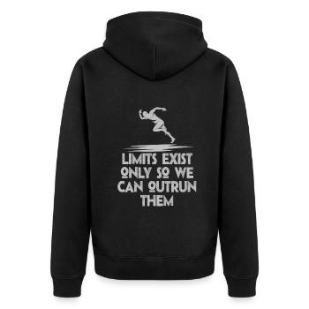 Limits Exist Only So We Can Outrun Them - Unisex Premium Organic Zip Hoodie - black - Back - Nico (187cm)