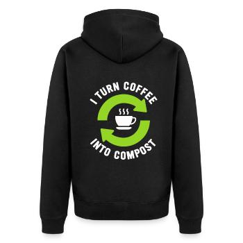 Je transforme le café en compost Blue Planet - Veste à capuche bio Premium Unisexe - noir - Dos - Nico (187cm)
