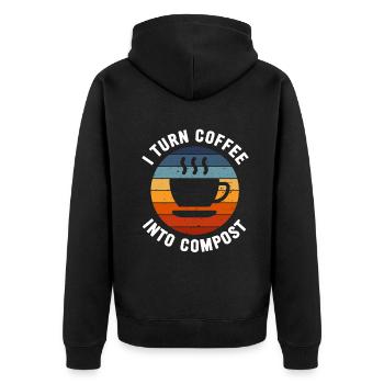 Ich verwandle Kaffee in Kompost Blue Planet - Unisex Premium Bio Zip Hoodie - Schwarz - Hinten - Nico (187cm)