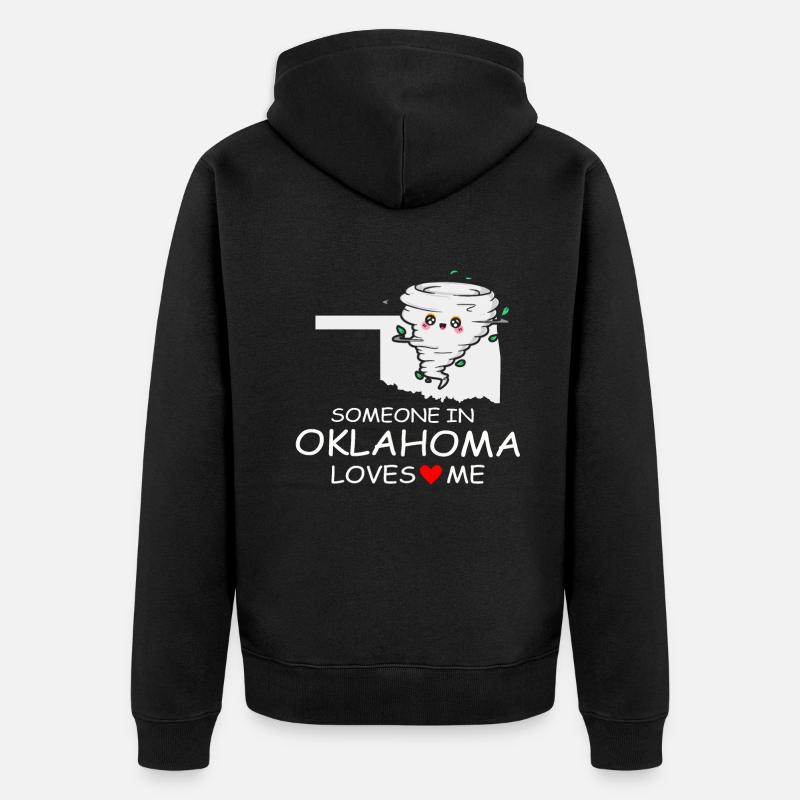 Quelqu’un dans l’Oklahoma m’aime - Veste à capuche bio Premium Unisexe - noir