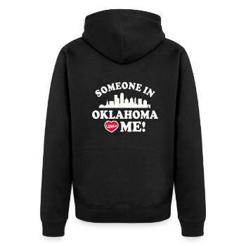 Quelqu’un dans l’Oklahoma m’aime - Veste à capuche bio Premium Unisexe - noir - Dos - Nico (187cm)