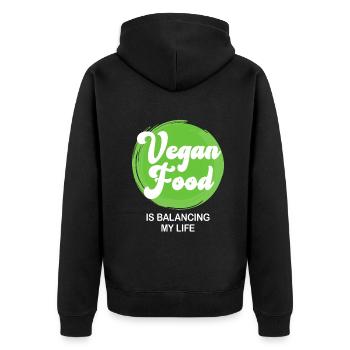La nourriture végétalienne équilibre ma vie - Veste à capuche bio Premium Unisexe - noir - Dos - Nico (187cm)