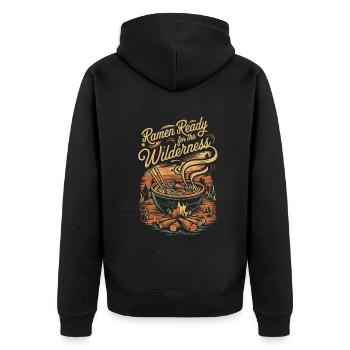 Camping Ramen Lovers - Unisex Premium Bio Zip Hoodie - Schwarz - Hinten - Nico (187cm)