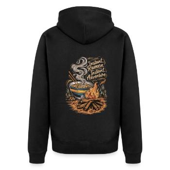Camping Ramen Lovers - Unisex Premium Bio Zip Hoodie - Schwarz - Hinten - Nico (187cm)