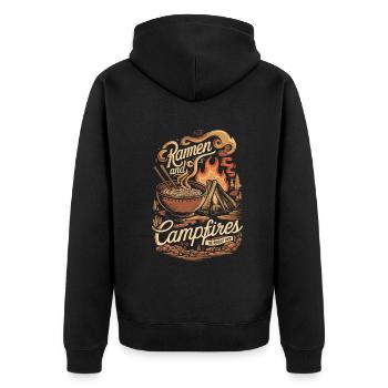 Camping Ramen Lovers - Unisex Premium Bio Zip Hoodie - Schwarz - Hinten - Nico (187cm)