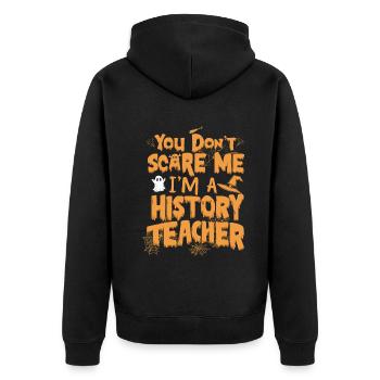 Tu ne me fais pas peur Je suis professeur d’histoire Halloween - Veste à capuche bio Premium Unisexe - noir - Dos - Nico (187cm)